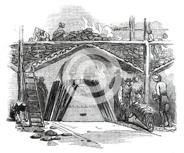One of the Retorts for Burning the Turf into Charcoal, 1850. Creator: Smyth.