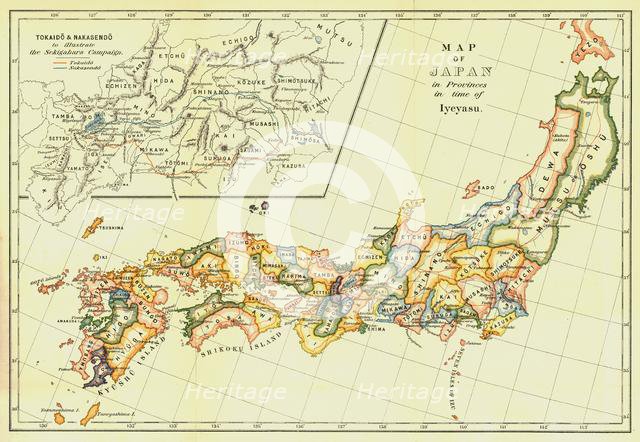 'Map of Japan in Provinces in time of Iyeyasu', 1903. Creator: Unknown.