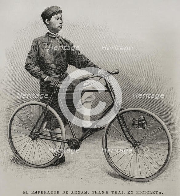 The Emperor of Annam on a bicycle, 1898. Creator: Unknown.