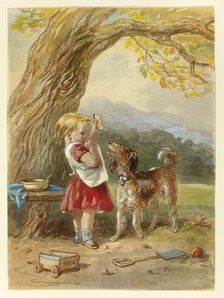 Little Girl and Dog, n.d. Creator: Hablot Knight Browne.