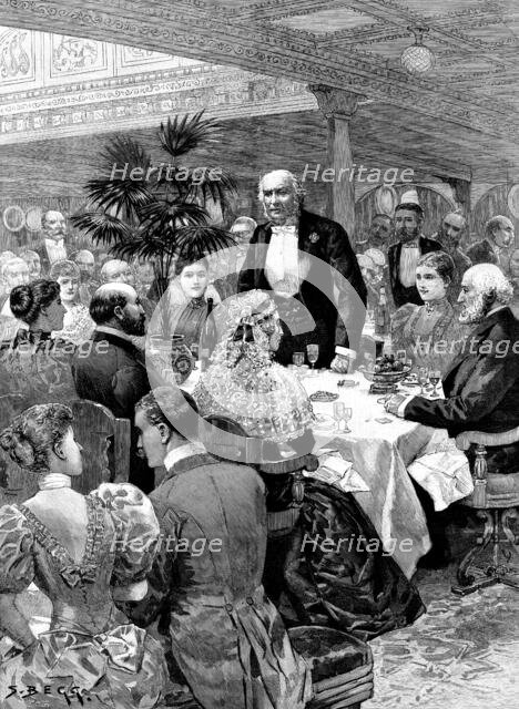 Opening of the Kaiser Wilhelm Canal...: Mr. Gladstone...on board the "Tantallon Castle", 1895. Creator: P Naumann.