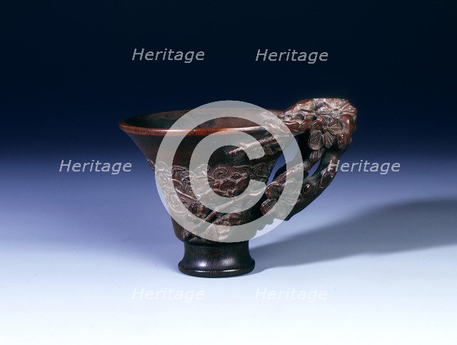 Footed rhino horn cup, Qing dynasty, China, 18th century. Artist: Unknown