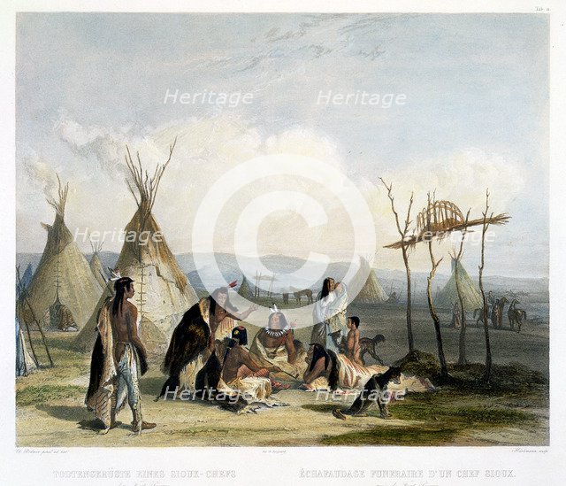 Funeral Scaffold of a Sioux Chief near Fort Pierre Artist: J Hurlimann