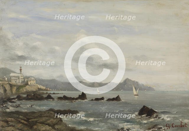 View of the Church of Boccadasse in Genoa and the promontory of Portofino, before 1881. Creator: Unknown.