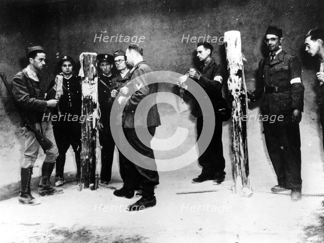 Execution posts used by the Nazis in the Air Ministry basement during the occupation, Paris, 1944. Artist: Unknown