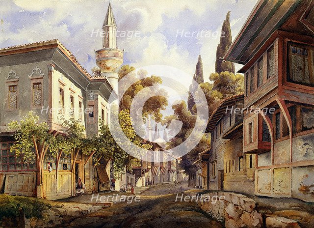 'A Street in Constantinople', 1835. Artist: Johann Jakob Wolfensberger