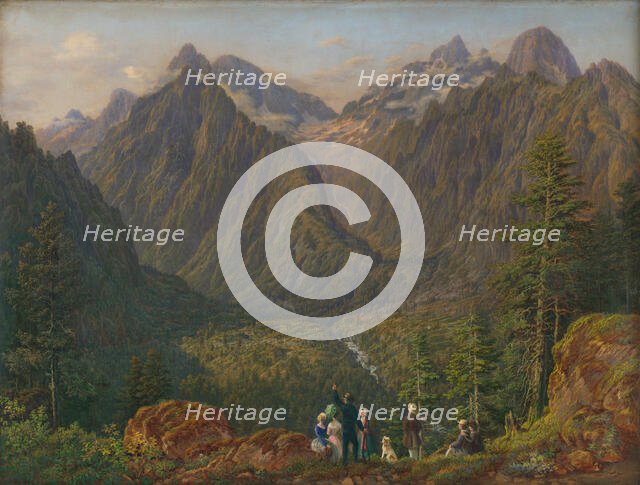 Landscape in the Tatras with figures, 1851. Creator: Karol Augustus Tibely.