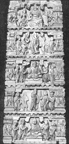 'Bas-relief from an Indian Temple; Notes on the Ancient Temples of India', 1875. Creator: Unknown.