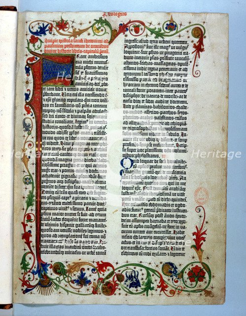 Page from a Gutenberg Bible, 1455. Artist: Johannes Gutenberg