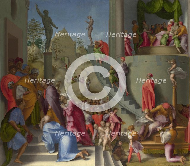 Joseph with Jacob in Egypt (from Scenes from the Story of Joseph), ca 1515. Artist: Pontormo (1494-1557)