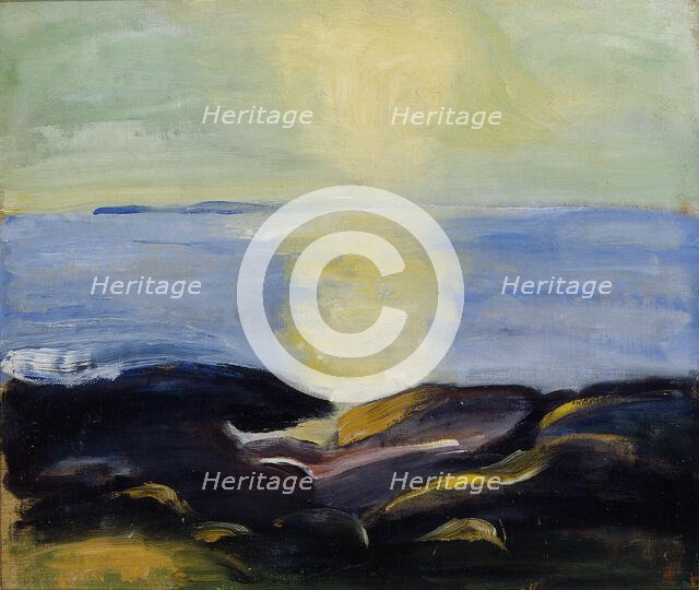 The sun rises over the sea, 1910. Creator: Juho Makela.