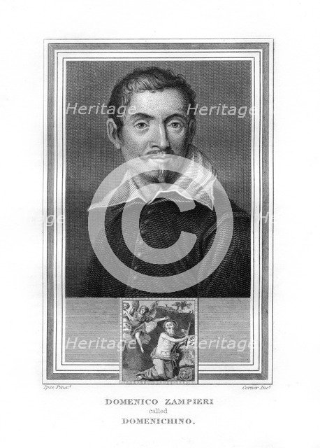 Domenichino, Italian Baroque era painter, (1825).Artist: John Corner