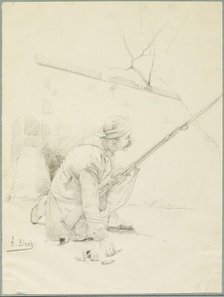 Wounded Soldier Loading his Rifle, c. 1897. Creator: Alexandre Bloch.