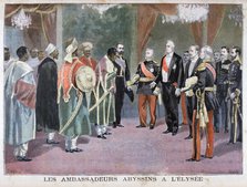 The ambassadors of Abyssinia visiting the Élysée Palace, 1898. Artist: F Meaulle