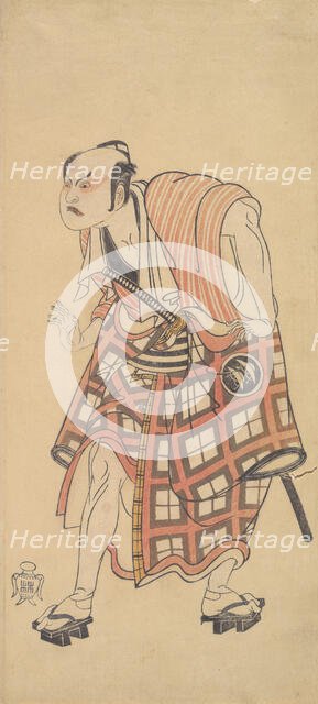 The Second Nakajima Mihoemon as a Man Standing with Head Bent Forward, 1768 or 1769. Creator: Shunsho.