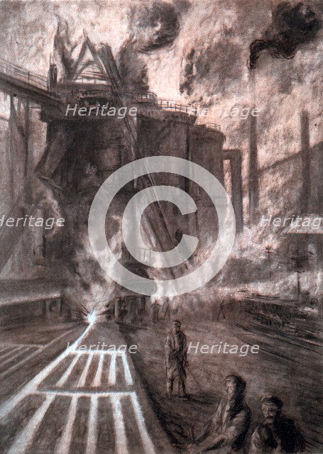 'Tapping a Blast Furnace', (c1920). Artist: Arthur Garratt