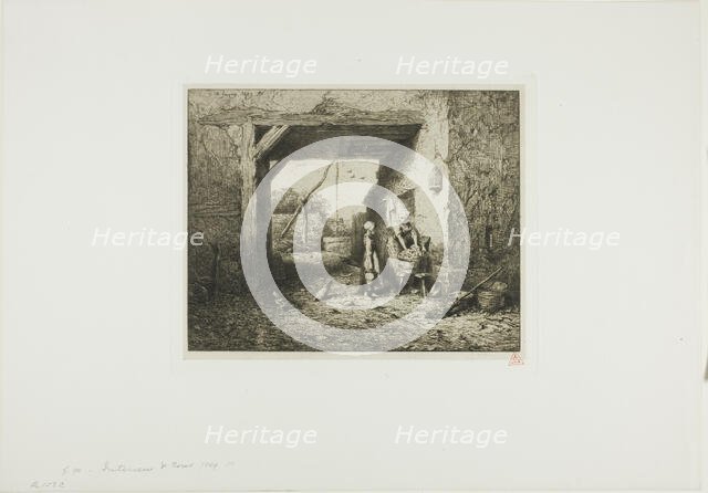 Courtyard Interior, 1849. Creator: Charles Emile Jacque.