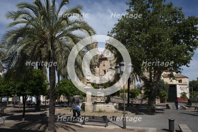 The square in front of the parish church of Santa Maria de Gracia, Cordoba, Spain, 2023. Creator: Ethel Davies.