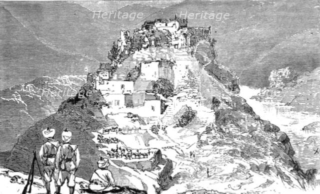 ''Notes in the Black Mountains and Sikkim Campaign's, Northern India; The Village of Kotkai, looking Creator: Unknown.