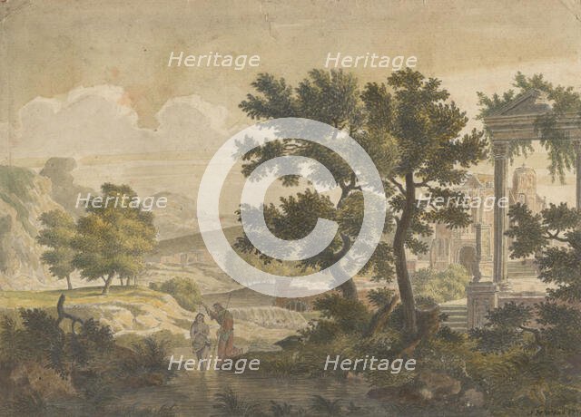 Landscape with the baptism of Christ, 1774. Creator: J.H. Wend.