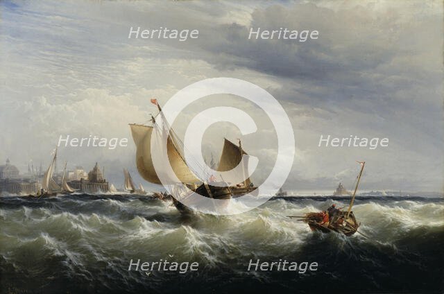 Fishing Boats Beating up to Windward, ca. 1858. Creator: Edward Moran.