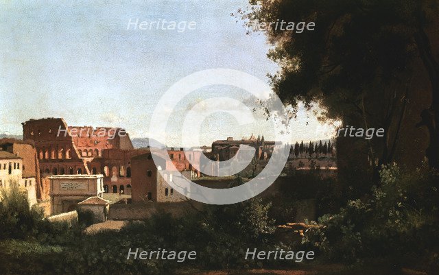 'The Colosseum: View from the Farnese Gardens', Rome, 1826. Artist: Jean-Baptiste-Camille Corot    