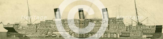 'The Majestic (56,551 Tons) Shown in Section', c1930. Creator: Unknown.