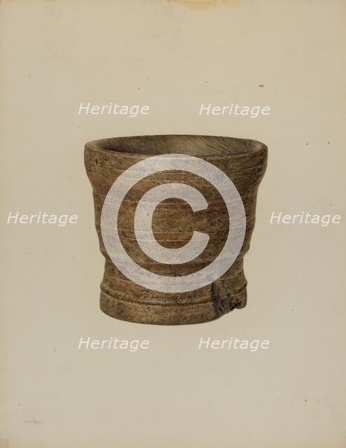 Mortar, c. 1940. Creator: Hester Duany.