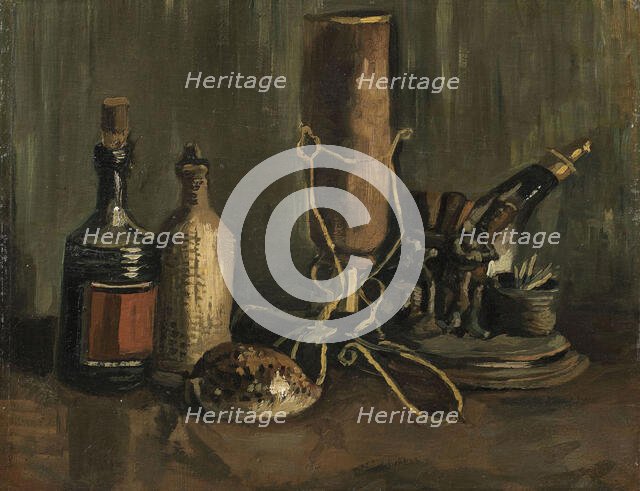 Still life with Bottles and Shell, 1884. Creator: Gogh, Vincent, van (1853-1890).