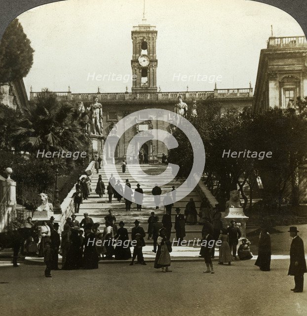 Senatorial Palace, Piazza del Campidoglio, Capitoline Hill, Rome, Italy.Artist: Underwood & Underwood