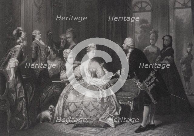 Christoph Willibald Gluck hands Queen Marie Antoinette the score of the opera..., at Trianon. Creator: Hamman, Edouard Jean Conrad (1819-1888).