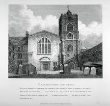 View of St Bartholomew-the-Great from the churchyard, City of London, 1810. Artist: W Preston