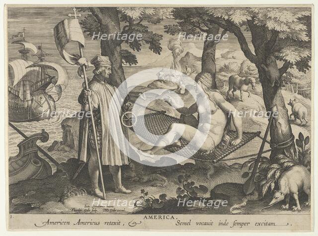 New Inventions of Modern Times [Nova Reperta], The Discovery of America, plate 1, ca. ..., ca. 1600. Creator: Theodoor Galle.