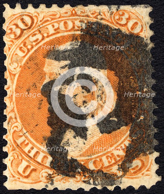 30c Franklin with Union soldier single, c. 1861. Creator: Unknown.