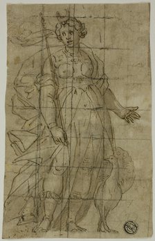 Study for Juno (or Diana) with a Peacock, 1584/85. Creators: Luca Cambiaso, Lazzaro Tavarone, Bernardo Castello.