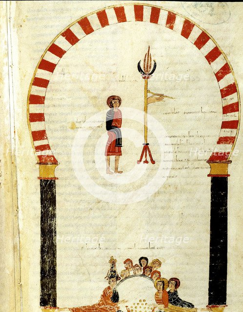 Illuminated page from the Codex of Beatus of Tabara, 10th century.