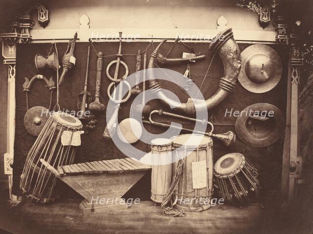 Still Life of Musical Instruments, c. 1863. Creator: Edmond Lebel.