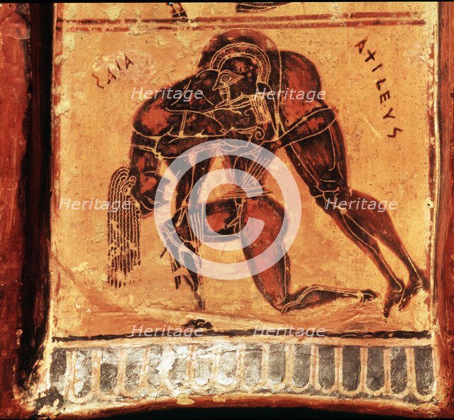 Ajax with the body of Achilles, died when hurt in the heel by an arrow shot by Paris'. Episode co…