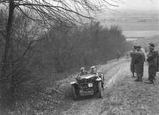 MG J2 competing in a trial, Crowell Hill, Chinnor, Oxfordshire, 1930s. Artist: Bill Brunell.