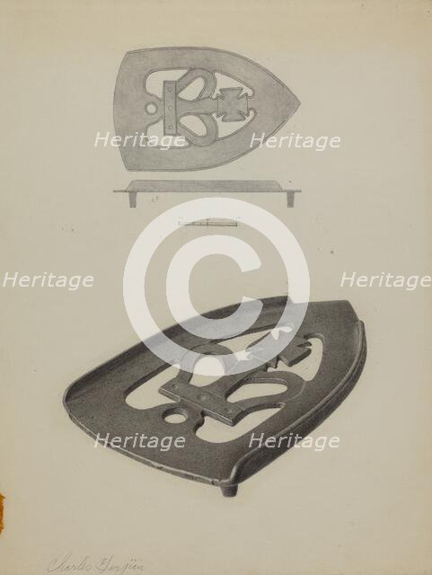 Flat Iron Holder, c. 1938. Creator: Charles Garjian.