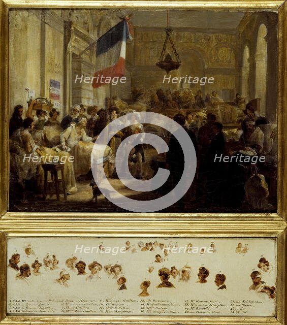 Queen Marie-Amelie, accompanied by Madame Adelaide, Princesses Louise..., c1832. Creator: Unknown.