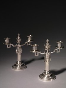 Pair of Candelabra, 1887-1890. Creator: House of Fabergé (Russian, 1842-1918); Julius Alexandrovitch Rappoport (Russian, 1916).
