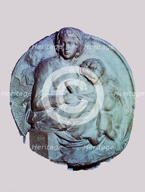  'Madonna with Child and St. Giovannino', 1504, by Michelangelo.