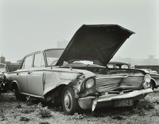 A car which has been 'dumped' and abandoned by its owner, 1970. Creator: Unknown.