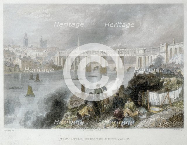 Newcastle-upon-Tyne from the south-west, c1850. Artist: Thomas Abiel Prior