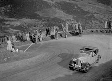 Rover 4-door saloon of WA Gilmour at the RSAC Scottish Rally, Devil's Elbow, Glenshee, 1934. Artist: Bill Brunell.