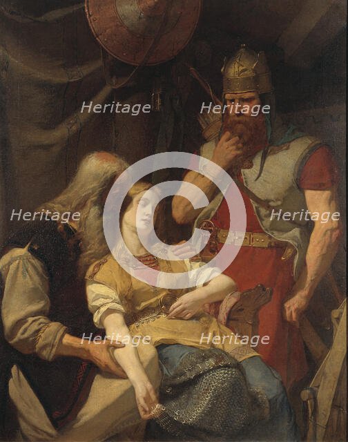 Ingeborg Receiving News of Hjalmar's Death from Orvar Odd, 1859. Creator: Johan August Malmström.