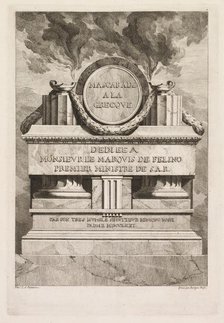 Mascarade à la Grecque: Dedication Page, 1771. Creator: Benigno Bossi (Italian, 1727-1792).