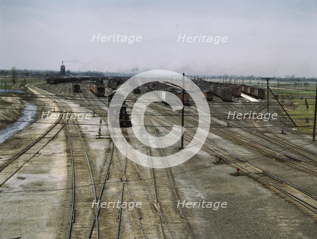 General view of part of the Bensenville freight yard of the Chicago, Milwaukee..., Illinois, 1943. Creator: Jack Delano.