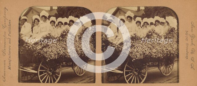 A bevy of beautiful belles in a fine floral float, Los Angeles, Cal., U.S.A., 1901. Creator: RY Young.